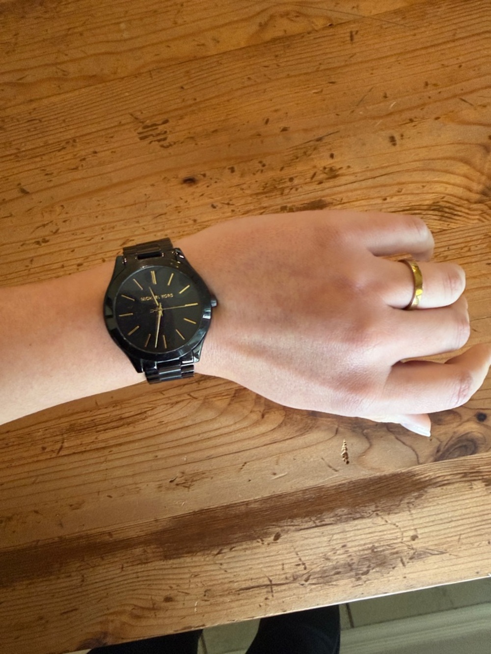 Michael Kors Black and Gold Accent Bracelet Watch - Picture 2 of 5